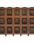 Vintage Thai Five-Panel Lacquered Screen with Gilt Figural and Animal Scenes-20. Asian & Chinese Furniture, Art, Antiques, Vintage Home Décor for sale at FEA Home