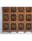 Vintage Thai Five-Panel Lacquered Screen with Gilt Figural and Animal Scenes-3. Asian & Chinese Furniture, Art, Antiques, Vintage Home Décor for sale at FEA Home