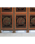 Vintage Thai Five-Panel Lacquered Screen with Gilt Figural and Animal Scenes-6. Asian & Chinese Furniture, Art, Antiques, Vintage Home Décor for sale at FEA Home