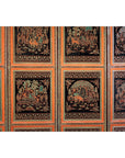 Vintage Thai Five-Panel Lacquered Screen with Gilt Figural and Animal Scenes-8. Asian & Chinese Furniture, Art, Antiques, Vintage Home Décor for sale at FEA Home