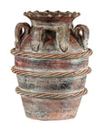 Vintage Thai Water Jar with Ropework Decoration, Scalloped Rim and Loop Handles-15. Asian & Chinese Furniture, Art, Antiques, Vintage Home Décor for sale at FEA Home