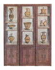 Vintage Three-Panel Screen with Painted Classical Vessel Motifs-18. Asian & Chinese Furniture, Art, Antiques, Vintage Home Décor for sale at FEA Home