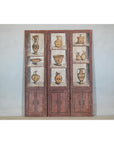 Vintage Three-Panel Screen with Painted Classical Vessel Motifs-2. Asian & Chinese Furniture, Art, Antiques, Vintage Home Décor for sale at FEA Home