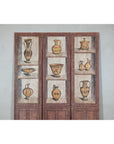Vintage Three-Panel Screen with Painted Classical Vessel Motifs-3. Asian & Chinese Furniture, Art, Antiques, Vintage Home Décor for sale at FEA Home