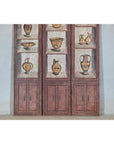 Vintage Three-Panel Screen with Painted Classical Vessel Motifs-4. Asian & Chinese Furniture, Art, Antiques, Vintage Home Décor for sale at FEA Home