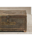 Vintage Tin-Clad Metal Trunk with Embossed Detailing - image 4
