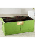 Vintage Wooden Trunk with Bright Green Finish and Brass Hardware