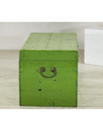 Vintage Wooden Trunk with Bright Green Finish and Brass Hardware