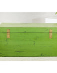 Vintage Wooden Trunk with Bright Green Finish and Brass Hardware