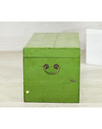 Vintage Wooden Trunk with Bright Green Finish and Brass Hardware