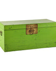Vintage Wooden Trunk with Bright Green Finish and Brass Hardware