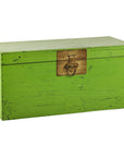 Vintage Wooden Trunk with Bright Green Finish and Brass Hardware