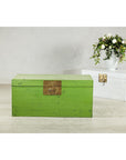 Vintage Wooden Trunk with Bright Green Finish and Brass Hardware
