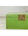 Vintage Wooden Trunk with Bright Green Finish and Brass Hardware