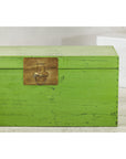 Vintage Wooden Trunk with Bright Green Finish and Brass Hardware
