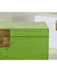 Vintage Wooden Trunk with Bright Green Finish and Brass Hardware