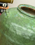 Wabi Sabi Character Green Glazed Stoneware Water Jar - FEA Home