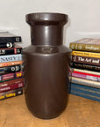 Warm Deep Brown Ceramic Vase with Cylindrical Form - FEA Home