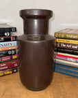 Warm Deep Brown Ceramic Vase with Cylindrical Form - FEA Home