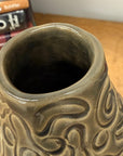 Warm Olive-Taupe Ceramic Vase with Organic Abstract Pattern, SKU , image 3