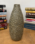 Warm Olive-Taupe Ceramic Vase with Organic Abstract Pattern, SKU , image 5