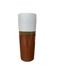 White and Copper Ceramic Vase with Olive Glaze Band, SKU , image 1