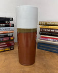 White and Copper Ceramic Vase with Olive Glaze Band, SKU , image 2