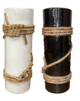 White Black Cylindrical Ceramic Vase with Rope Design, SKU YN8423, image 12