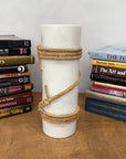 White Black Cylindrical Ceramic Vase with Rope Design, SKU , image 5