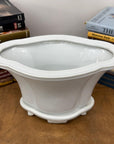 White Ceramic Planter with Footed Tray - FEA Home