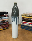 White Ceramic Vase with Gray-Blue Crackle Drip Glaze - FEA Home