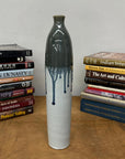 White Ceramic Vase with Gray-Blue Crackle Drip Glaze - FEA Home