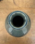 White Ceramic Vase with Gray-Blue Crackle Drip Glaze - FEA Home
