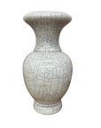 White Crackle Glaze Vase with Elegant Form & Fluted Opening, SKU , image 1