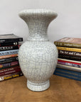 White Crackle Glaze Vase with Elegant Form & Fluted Opening, SKU , image 2