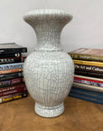 White Crackle Glaze Vase with Elegant Form & Fluted Opening, SKU , image 4
