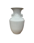 White Glazed Ceramic Vase with Foo Dog Handles, SKU , image 1