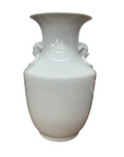 White Glazed Ceramic Vase with Foo Dog Handles, SKU , image 1