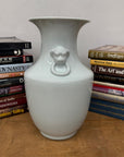 White Glazed Ceramic Vase with Foo Dog Handles, SKU , image 3