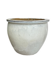 White Glazed Round Ceramic Planter with Wide Opening - FEA Home