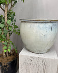 White Glazed Round Ceramic Planter with Wide Opening - FEA Home