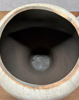 Wide Rounded Textured Ivory & Sand Brown Ceramic Vase - FEA Home
