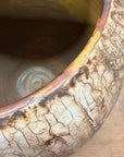 Wide RoundedTextured Two-Tone Cafe Mocha Brown Ceramic Vase - FEA Home