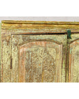 Distressed Green Painted Small Cabinet with Paneled Doors and Two Drawers-10. Asian & Chinese Furniture, Art, Antiques, Vintage Home Décor for sale at FEA Home