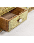 Distressed Green Painted Small Cabinet with Paneled Doors and Two Drawers-11. Asian & Chinese Furniture, Art, Antiques, Vintage Home Décor for sale at FEA Home