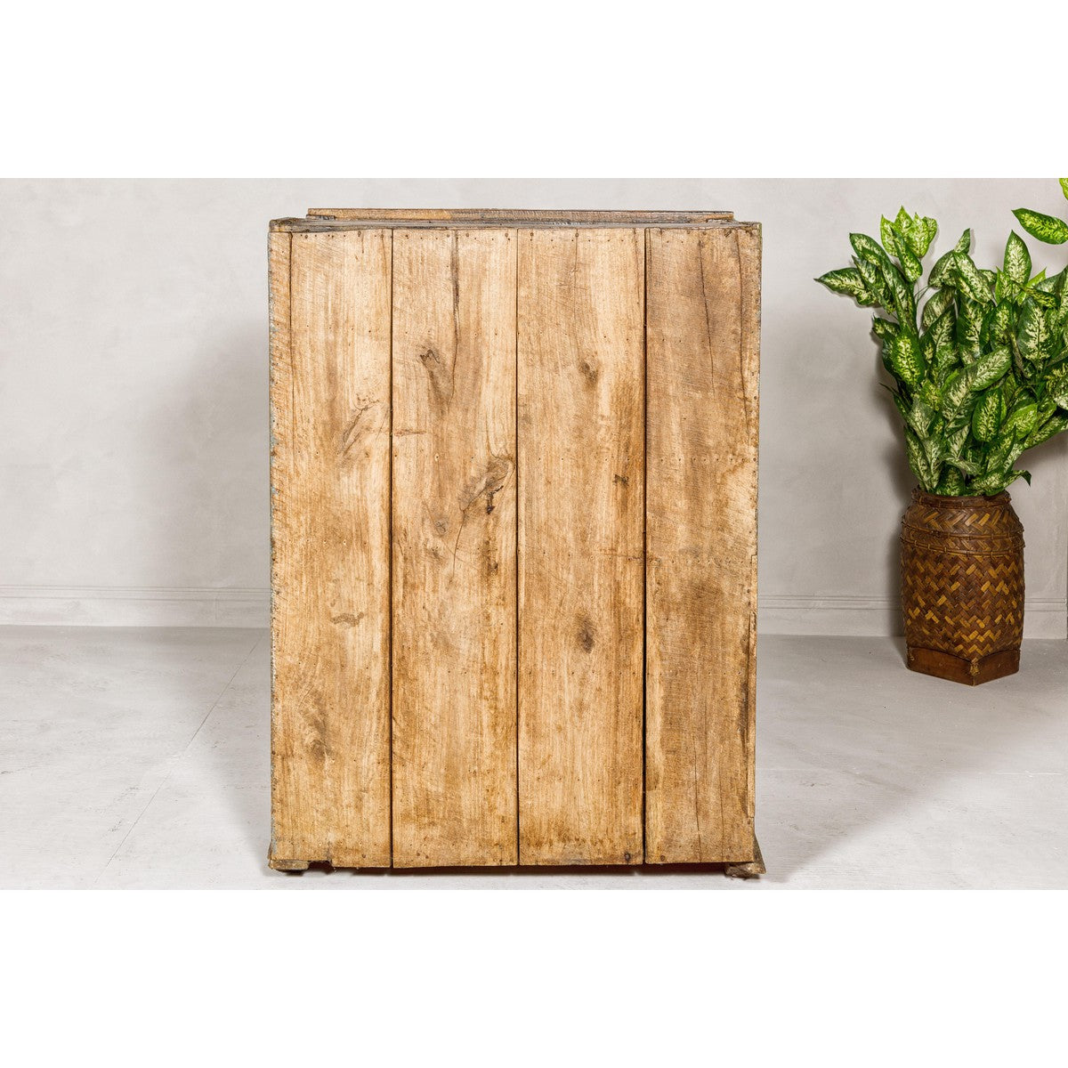 Distressed Green Painted Small Cabinet with Paneled Doors and Two Drawers-13. Asian & Chinese Furniture, Art, Antiques, Vintage Home Décor for sale at FEA Home