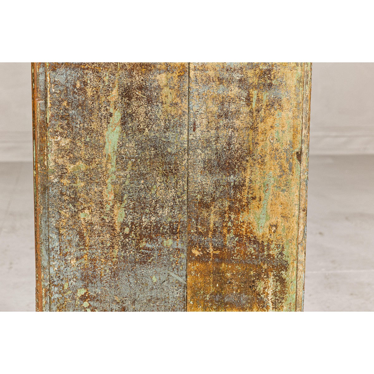 Distressed Green Painted Small Cabinet with Paneled Doors and Two Drawers-15. Asian & Chinese Furniture, Art, Antiques, Vintage Home Décor for sale at FEA Home