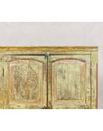 Distressed Green Painted Small Cabinet with Paneled Doors and Two Drawers-4. Asian & Chinese Furniture, Art, Antiques, Vintage Home Décor for sale at FEA Home