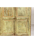 Distressed Green Painted Small Cabinet with Paneled Doors and Two Drawers-5. Asian & Chinese Furniture, Art, Antiques, Vintage Home Décor for sale at FEA Home