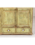 Distressed Green Painted Small Cabinet with Paneled Doors and Two Drawers-6. Asian & Chinese Furniture, Art, Antiques, Vintage Home Décor for sale at FEA Home
